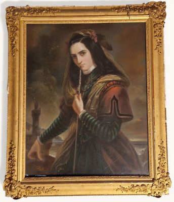 FERAY (XIXème siècle) « Portrait de femme au narguilé » Past…