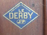 a close up of a wooden box with a sign on it
