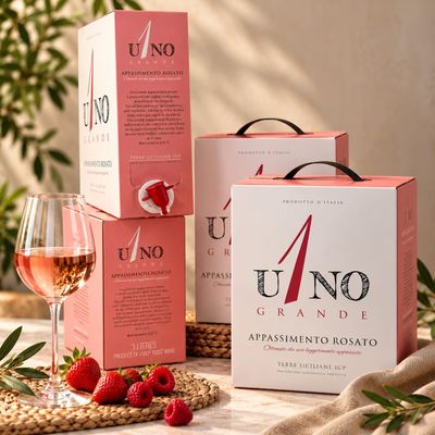 trois cartons de vin et un verre de vin posés sur une table