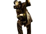 figurine of a man holding a baseball bat on a white background
