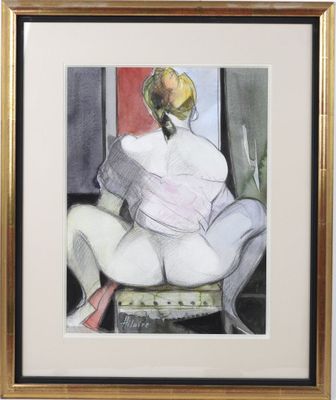 an image of a painting of a woman sitting on a chair