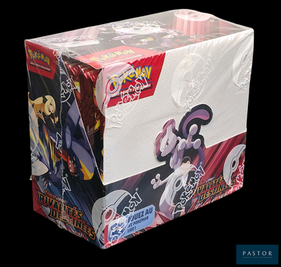 a box of pokemon trading cards on a black background