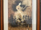 une image représentant un tableau où l'on voit une femme en robe blanche et un groupe de personnes