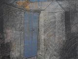 un tableau représentant une porte ouverte dans une pièce