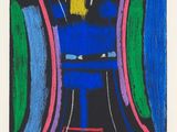 an image of a painting of a man with a trumpet on a black background
