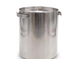stainless steel stock pot on a white background