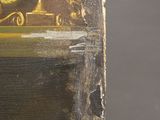 a painting of a gold vase on top of a shelf