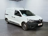 the white van is parked in a large room with a ceiling fan