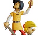 statue of a woman holding a torch and a boy with a sword