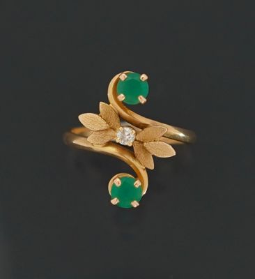 Ravissante bague en or jaune 18K 750 millième de style Art N…