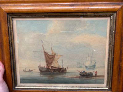 une image d'un tableau représentant un bateau dans l'eau