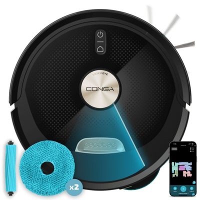 an image of a robotic vacuum cleaner with a blue cord