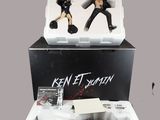 the box is open with two action figures inside of it