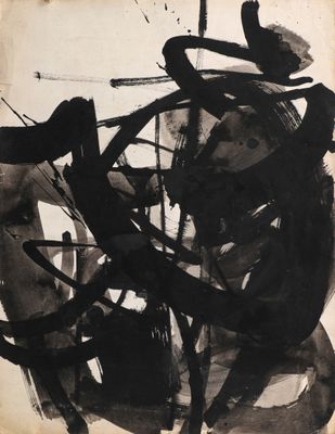 an image of a black and white painting on a piece of paper