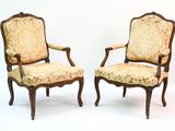 pair of louis xv style carved walnut armchairs with upholstered upholstered upholstered upholstered upholstered upholstered