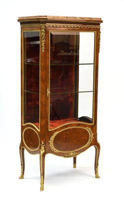 une petite vitrine avec une porte vitrée sur le dessus