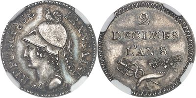 a silver coin with a woman ' s head and a bird on it