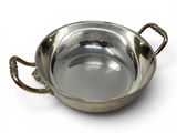silver plate with handles and handles on a white background