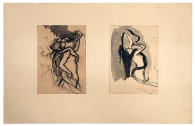 deux dessins en noir et blanc représentant une femme et un homme