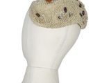 diadème crème orné de perles, avec des pierres multicolores et des perles