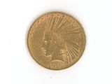 une pièce d'or sur laquelle est représentée une tête d'Indien