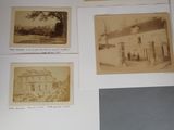 several old photographs of a building with a horse drawn carriage in front of it