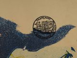 a drawing of a hand holding a coin with a bird on it