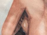 a painting of a nude woman sitting on a bed