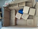 a box full of boxes and a blue object in it
