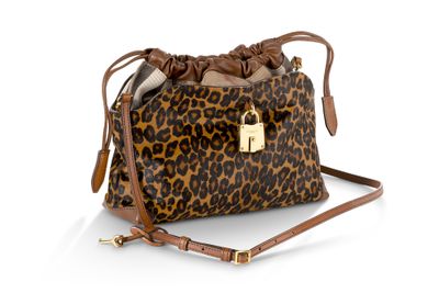Sac seau Michael Korsh à imprimé léopard avec finitions dorées