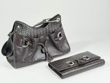 leather handbag and wallet on a white background photo