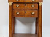 an image of a small wooden table with two drawers on top of it