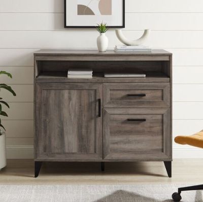 Bureau/secrétaire MANNOR WALKER EDISON, couleur gris, 1 plat…