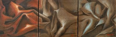 Jacques JOOS (1945-2021), "Triptyque aux drapés", 1994, past…