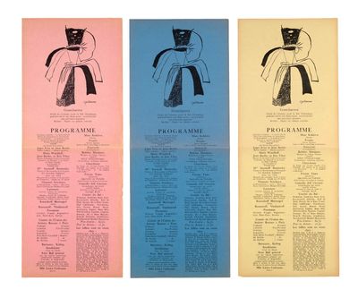 trois feuilles de papier sur lesquelles figurent des dessins de personnes et des mots