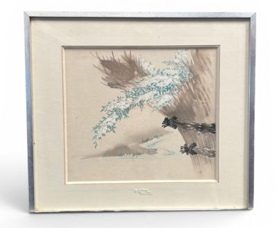 Aquarelle, non signée, 26 x 29 cm, encadrée sous verre, 39 x…