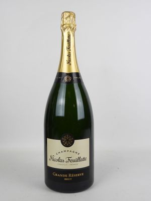 gros plan d'une bouteille de champagne sur fond blanc