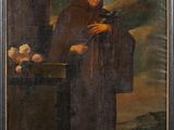 an old painting of a man holding a bird in his hand