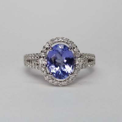 Superbe bague en or blanc 18k 750ml sertie d'une tanzanite t…