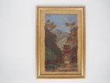 une image représentant un tableau représentant un paysage avec un portail
