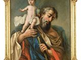 une image représentant un tableau où l'on voit un homme tenant un bébé dans ses bras