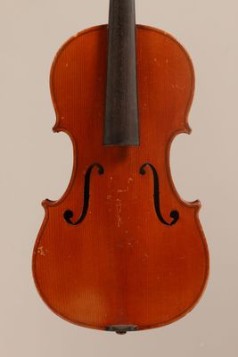 a close up of a violin with a bow on a white background