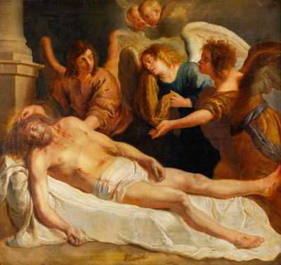an image of a painting of a man laying on a bed