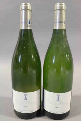 deux bouteilles de vin blanc posées l'une à côté de l'autre sur une table