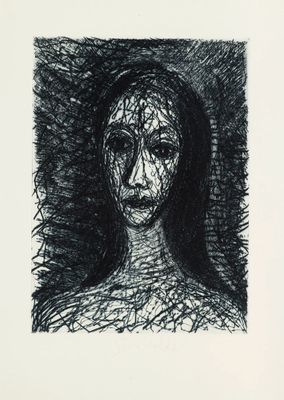 un dessin en noir et blanc d'un visage de femme