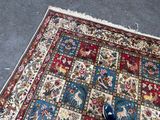 a person standing on a rug on the floor
