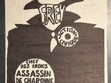 une affiche représentant un homme portant un chapeau et une cravate