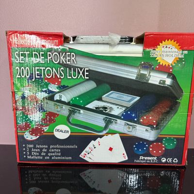 Set complet POKER TEXAS HOLDEM mallette alu, 2 jeux de carte…