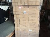 a stack of boxes sitting on a pallet in a warehouse