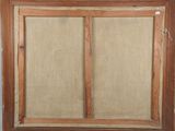 a painting of a window with a wooden frame and a window pane